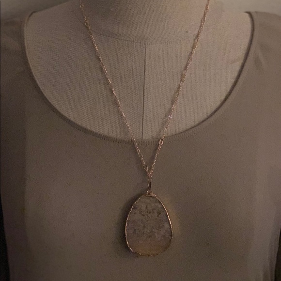 Large Quartz Pendant and Rose Gold Necklace NEW - Picture 13 of 13